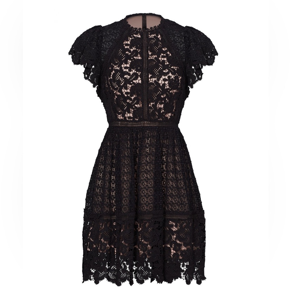 Rebecca Taylor Black Lace Midi Dress